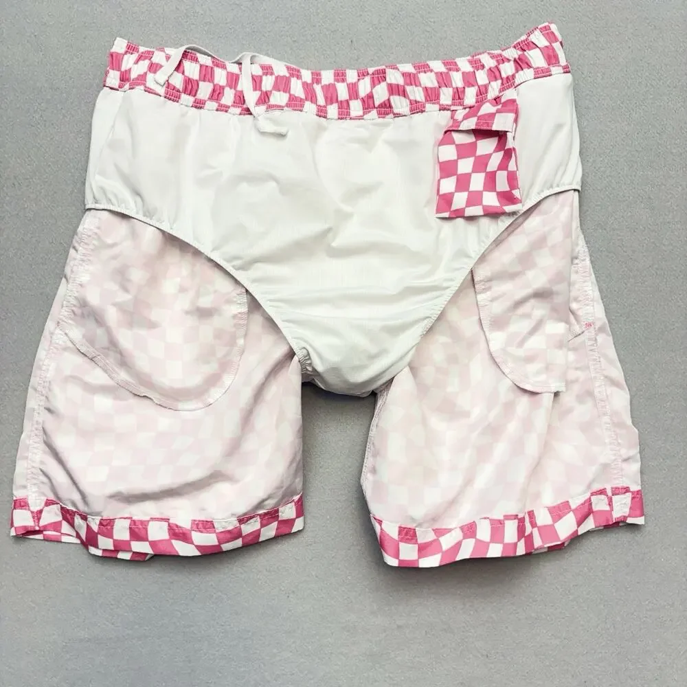 Hanna Andersson Swim Trunks Pink White Check Family Matching Board Short Mens XL